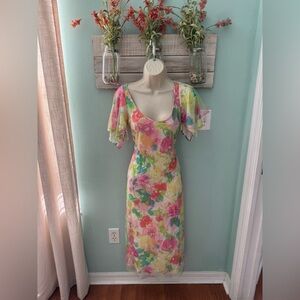 Floral Multicolor Dress- Rickie Freeman for T.J Nites~~ Beautiful Beading!!!!!!!